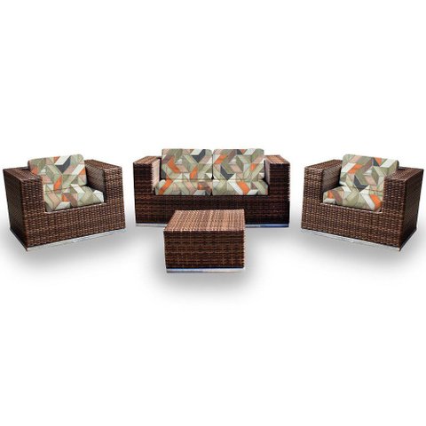 Conjunto Bora Bora - 1 Sofá 2 Lugares + 2 Poltronas + 1 Mesa de Centro - Creta