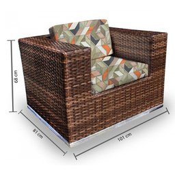 Conjunto Bora Bora - 1 Sofá 2 Lugares + 2 Poltronas + 1 Mesa de Centro - Creta - 3