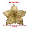 Kit 10 Flores Artificial Glitter Enfeite Dourado Natal 25cm - 5