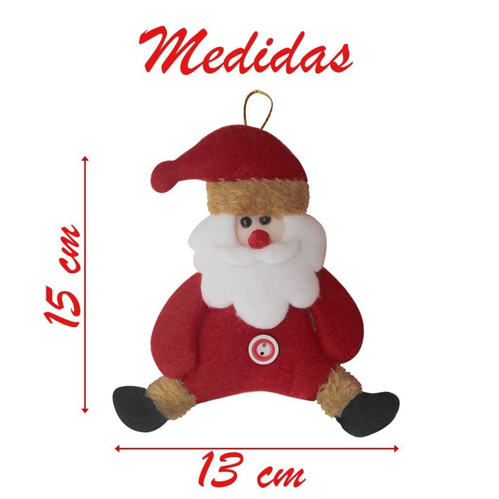 Kit 6 Enfeites Pendente para Árvore de Natal Papai Noel 15cm - 2