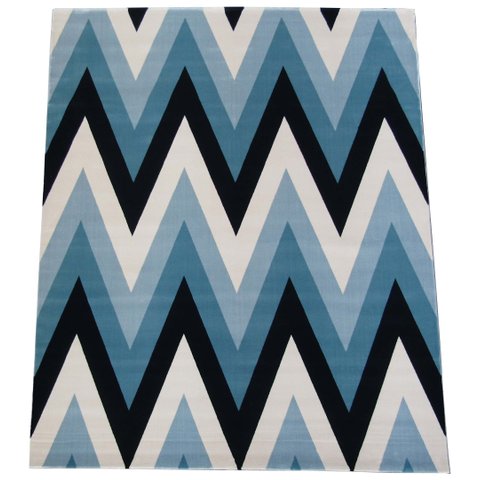 Tapete Blue Pic Azul com Branco Geométrico para Sala e Quarto 100x150cm