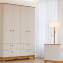 Ver imagem 4 de Quarto de Bebê 1 Berço 1 Cômoda 6 Gavetas 1 Guarda Roupas 4 Portas 4 Gavetas Chantilly Bege/Off White/Nature
