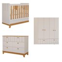 Ver imagem 2 de Quarto de Bebê 1 Berço 1 Cômoda 6 Gavetas 1 Guarda Roupas 4 Portas 4 Gavetas Chantilly Bege/Off White/Nature
