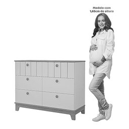 Conjunto Quarto de Bebê 1 Berço 1 Cômoda 6 Gavetas Chantilly - 10