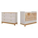 Ver imagem 2 de Conjunto Quarto de Bebê 1 Berço 1 Cômoda 6 Gavetas Chantilly Bege/Off White/Nature