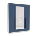 Ver imagem 2 de Guarda-roupa Casal Valência 4 Portas 4 Gavetas com Espelho Branco/azul - Politorno