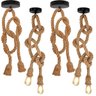 Pendente Luminaria Corda Sisal Kit 4 Uni Retro Iluminaçao Decoraçao Sala Casa Quarto Biblioteca Loja - 1
