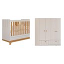 Ver imagem 2 de Conjunto Quarto de Bebê 1 Berço 1 Guarda Roupas 4 Portas 4 Gavetas Chantilly Bege/Off White/Nature