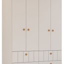 Ver imagem 7 de Conjunto Quarto de Bebê 1 Berço 1 Guarda Roupas 4 Portas 4 Gavetas Chantilly Bege/Off White/Nature