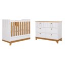 Ver imagem 2 de Conjunto Quarto de Bebê 1 Berço 1 Cômoda 6 Gavetas Chantilly Branco/Nature