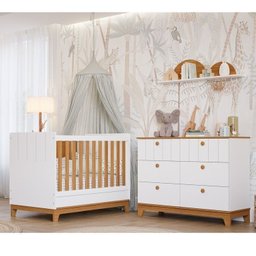 Conjunto Quarto de Bebê 1 Berço 1 Cômoda 6 Gavetas Chantilly - 1