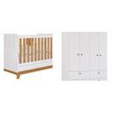 Ver imagem 2 de Conjunto Quarto de Bebê 1 Berço 1GUARDA Roupas 4 Portas 4 Gavetas Chantilly Branco/Nature