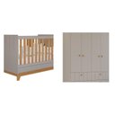 Ver imagem 2 de Conjunto Quarto de Bebê 1 Berço 1 Guarda Roupas 4 Portas 4 Gavetas Chantilly Bege/Fendi/Nature