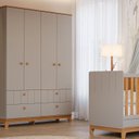 Ver mais imagens de Conjunto Quarto de Bebê 1 Berço 1 Guarda Roupas 4 Portas 4 Gavetas Chantilly Bege/Fendi/Nature