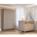Ver imagem 1 de Conjunto Quarto de Bebê 1 Berço 1 Guarda Roupas 4 Portas 4 Gavetas Chantilly Bege/Fendi/Nature