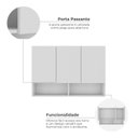 Ver mais imagens de Armário de Cozinha Aéreo 90cm Multiuso para Lavanderia 3 Portas e Nichos Milão