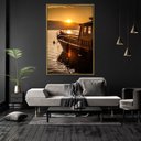 Ver imagem 2 de Quadro Decorativo Realista Barco Por do Sol Com Moldura e Sem Vidro 90X140