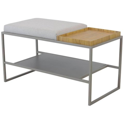 Banco Sapateira Eros Assento Pérola e Base Champagne 120cm - 67681