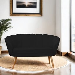 Namoradeira Poltrona Decorativa Pétala Pé Palito Suede Preto - Fm - 2