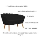 Ver imagem 3 de Namoradeira Poltrona Decorativa Pétala Pé Palito Suede Preto - Fm