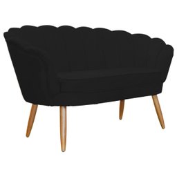 Namoradeira Poltrona Decorativa Pétala Pé Palito Suede Preto - Fm - 1
