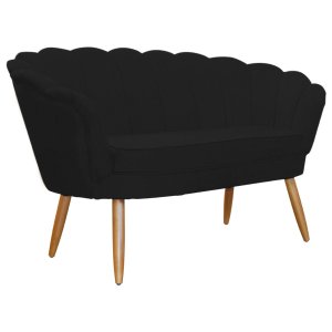 Namoradeira Poltrona Decorativa Pétala Pé Palito Suede Preto - Fm