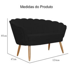 Namoradeira Poltrona Decorativa Pétala Pé Palito Suede Preto - Fm - 6