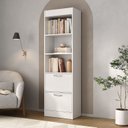 Ver imagem 1 de Estante de Livros 53,5CMX177CM Livreiro Office com 2 Portas e 2 Prateleiras Vegas Branco