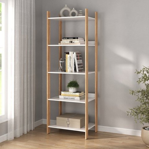 Estante de Livros 63,6CMX183CM Livreiro Office com 5 Prateleiras Organizadoras Vivace Marrom/Marron