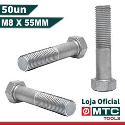 PARAFUSO SEXTAVADO RP DIN 931 M8 X 55 ZINCO BRANCO - 50PÇS - 2