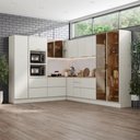 Ver imagem 3 de Cozinha Completa Fineze 12 Portas 8 Gavetas com Vidro 100% MDF Areia Hp/Cinamomo - Henn