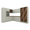 Ver imagem 1 de Cozinha Completa Fineze 12 Portas 8 Gavetas com Vidro 100% MDF Areia Hp/Cinamomo - Henn