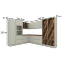 Ver imagem 2 de Cozinha Completa Fineze 12 Portas 8 Gavetas com Vidro 100% MDF Areia Hp/Cinamomo - Henn