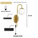 Ver imagem 3 de Arandela Luminária Quarto Globo 12 cm Moderno Com Rabicho Dourado Fosco BF Decor