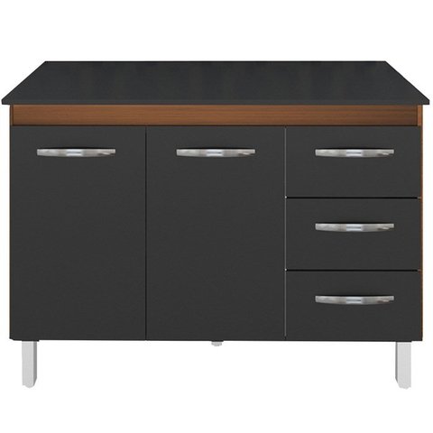 Balcao Com Tampo 120cm 9110x9300 Savana Preto Mobbs