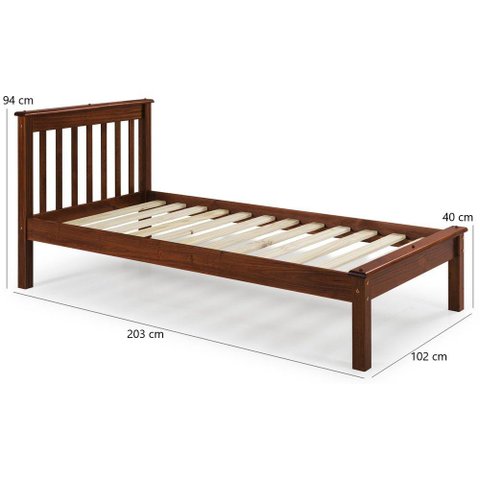 Cama Solteiro Inglesa em Madeira Maciça Mv Outlet Mogno