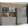 Cozinha Completa Americana 7 Peças com Cristaleira Cinza - Móveis Henn - 2