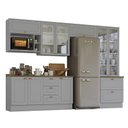 Ver imagem 1 de Cozinha Completa Americana 7 Peças com Cristaleira Cinza - Móveis Henn