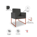 Ver imagem 5 de Kit 06 Poltronas Recepção Courino 3 Cores - Base Ferro Cobre - Cinza