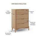 Ver imagem 4 de Cômoda 4 Gavetas 100% Madeira Maciça Nest Marrom/Tauari