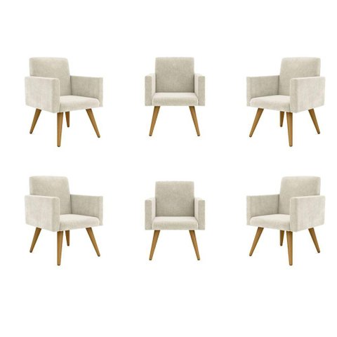 Kit 06 Cadeiras Poltronas Decorativa - Escritório - Recepção Cor:bege
