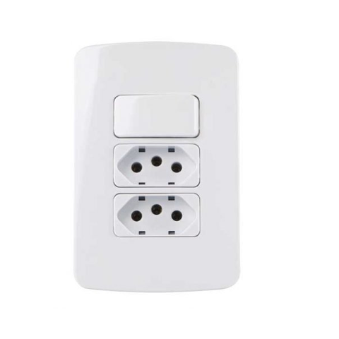 Conjunto 1 Interruptor Simples + 2 Tomada 10a 4x2 B3 Margirius