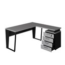 Ver mais imagens de Mesa em L Mesa L com Gaveteiro 4 Gavetas 150cm Cinza Sagrado com Preto F5 Office