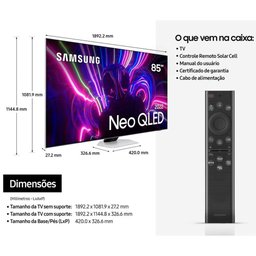 Smart Tv 85 Polegadas Neo QLED 4K 85QN85BA Mini LED Design Slim Samsung - 8