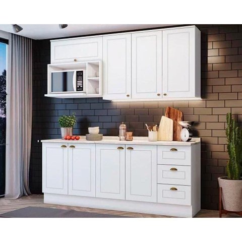 Kit Cozinha Modulada 7 Peças Americana 2 Aéreos + 2 Balcões + 1 Nicho + 2 Complementos Cz146