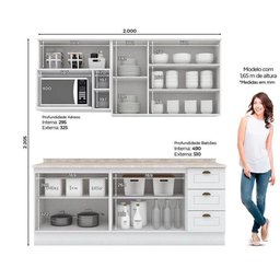 Kit Cozinha Modulada 7 Peças Americana 2 Aéreos + 2 Balcões + 1 Nicho + 2 Complementos Cz146 - 5