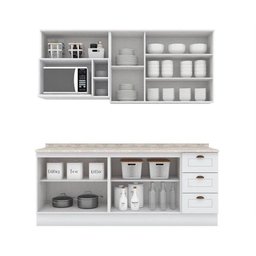 Kit Cozinha Modulada 7 Peças Americana 2 Aéreos + 2 Balcões + 1 Nicho + 2 Complementos Cz146 - 6