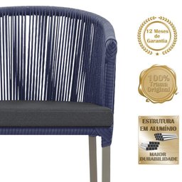 5 Cadeiras de Jantar Noronha Fendi Corda Náutica E11 Trama Azul - 4