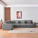 Ver imagem 2 de Kit Sofá Modular 5 Lugares Moderno Curvo Orgânico Adapt Bouclé