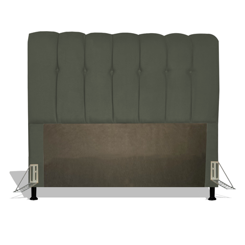 Cabeceira Estofada Florença 195 cm Para Cama Box Quarto King Size Luxo MV Estofados Suede Cinza